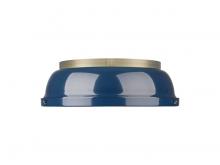  3602-14 AB-NVY - Duncan 14" Flush Mount in Aged Brass with Matte Navy